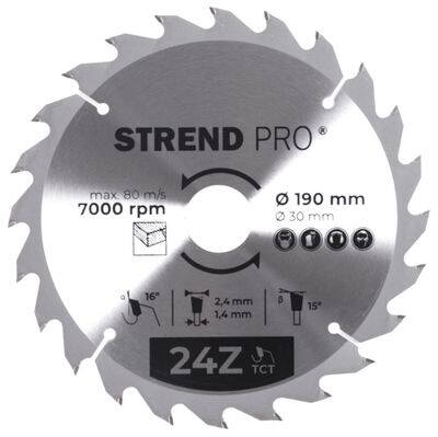 Kotúč Strend Pro TCT 190x2.4x30/20 mm 24T, na drevo, pílový, SK plátkami