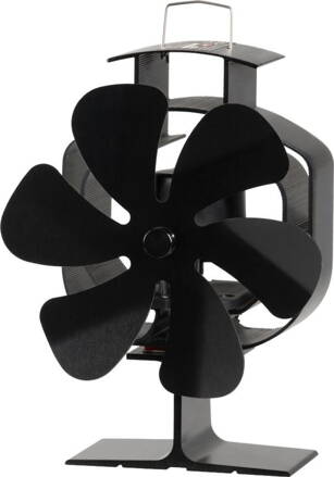 Ventilátor Strend Pro, krbový, stojanový, poháňaný teplom, 6-lopatkový, čierny, funkcia oscilácie