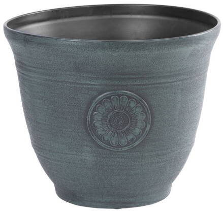 Kvetináč Strend Pro, efekt kovu, zelený, 30 cm