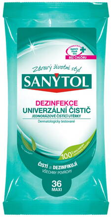 Dezinfekcia Sanytol, univerzálny čistič, utierky, 36 ks