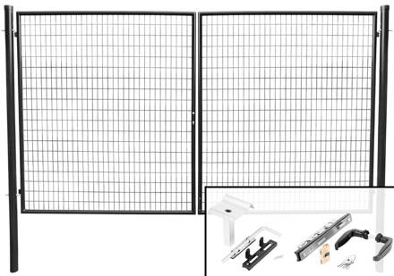 Brana METALTEC DUO 3580/1950/100x50 mm, dvojkrídlová, záhradná, antracit, ZN+PVC, RAL7016