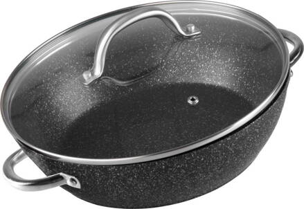 Hrniec MagicHome Black Marble Line, plytký, 26 cm, 2,8 lit., s pokrievkou, pekáč, do rury