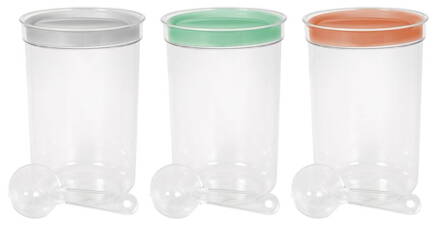 Dóza Curver® DRY FOOD, 1,7L, s odmerkou, mix farieb mint/sivá/broskyňová, 13x19 cm
