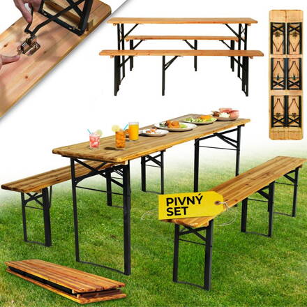 Set pivny DORTMUND Standard3, stôl 175x46x77 cm, 2x lavica 175x23x47 cm, drevo 25 mm