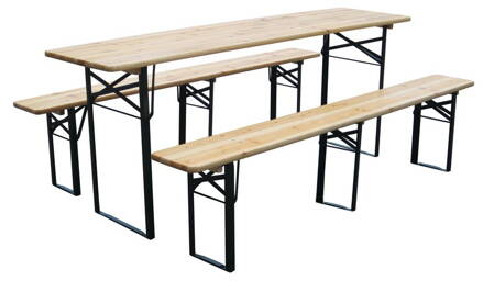 Set pivny DORTMUND Max, stôl 220x70x77 cm, 2x lavica 220x25x47 cm, drevo 27 mm