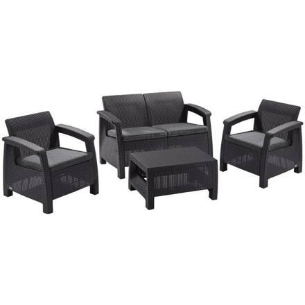 Set terasový Allibert CORFU, graphite/coolgray, stôl, pohovka, 2x stolička