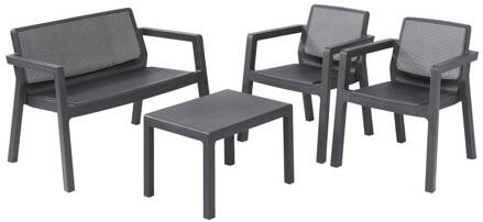 Set terasový Allibert EMILY, graphite, stôl, 2x kreslo, 1x lavička