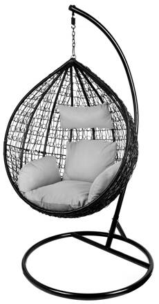 Kreslo BORNEO BLACK, PE rattan, hojdacie