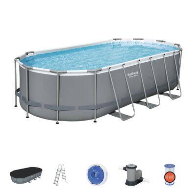 Bazén Bestway® Power Steel™, 56710, filter, pumpa, rebrík, dávkovač, plachta, 5,49x2,74x1,22 m