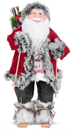 Dekoracia MagicHome, Santa s lyžami a drevom, 046 cm