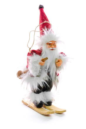 Dekoracia XmMX190, Santa na lyžiach, 18 cm