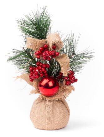 Dekorácia s guľou, v jute, 23cm, 2ks