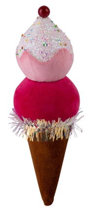 Dekorácia MagicHome, zmrzlina, červená, 16 cm, závesná