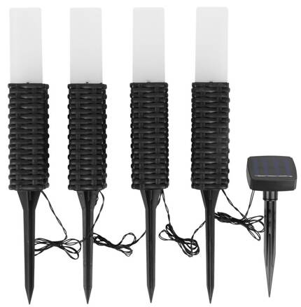 Lampa solárna, ratan, 4 ks, 5,5x5,5x43 cm