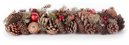 Ikebana MagicHome Vianoce, so šiškami, adventná, 50x17x09 cm