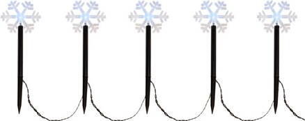 Reťaz MagicHome Vianoce Frozen SnowFlake, 5 LED studená biela, 3xAA, IP44, exteriér, L-1,40 m