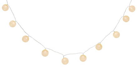 Reťaz MagicHome Cotton Balls White, 10x LED teplá biela, PE/bavlna, 2xAA, jednoduché svietenie, osvetlenie, L-1,35 m