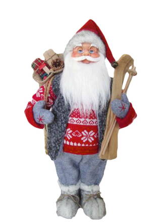 Dekorácia MagicHome Vianoce, Santa stojaci, s lyžami, 60 cm