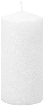 Sviečka MagicHome Vianoce, 5,5x12 cm, biela, s glitrami