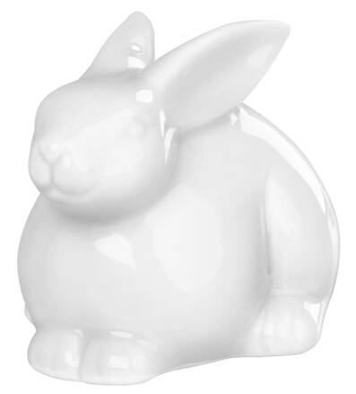 Dekorácia MagicHome, Zajačik, biely, porcelán, veľkonočný, 10,4x7,3x7,1 cm
