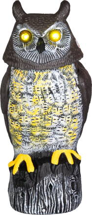 Plašič vtákov Strend Pro, sova, solárna, USB, otočná hlava, zvuk, svietiacé oči,