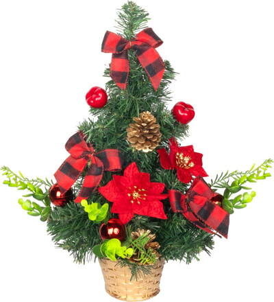 Stromček MagicHome Vianoce, ozdobený, červený, 41 cm
