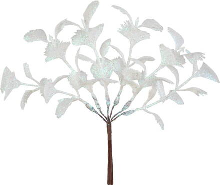 Vetvička MagicHome Vianoce, biela, 17 cm