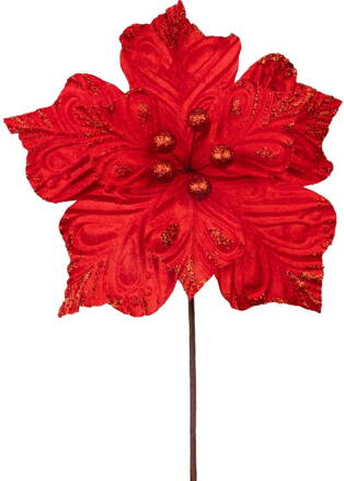 Kvet MagicHome Vianoce, poinsettia, červený, 23,5 cm, veľkosť kvetu: 22 cm