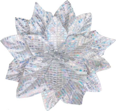 Kvet MagicHome Vianoce, poinsettia, strieborný, 12 cm