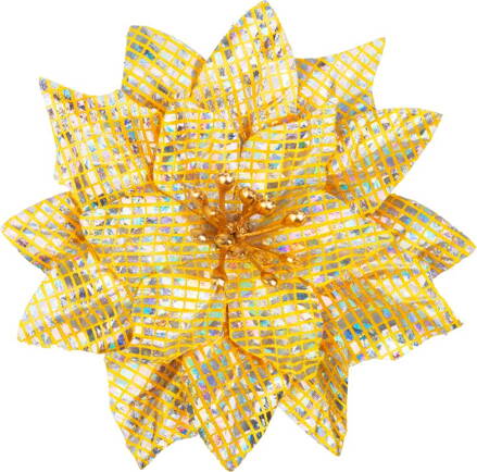 Kvet MagicHome Vianoce, poinsettia, zlatý, 12 cm