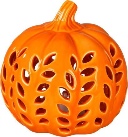 Dekorácia MagicHome Nature, tekvica, so svetlom, porcelánová, 10,5x10,5x10,6 cm
