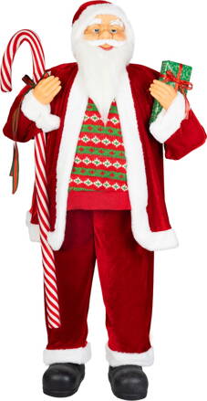 Dekorácia MagicHome Vianoce, Santa, s darčekom, červený, 120 cm