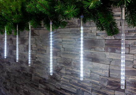 Reťaz MagicHome Vianoce Icicle, 240 LED studená biela, 8 cencúľov, vodopádový efekt, 230 V, 50 Hz, I