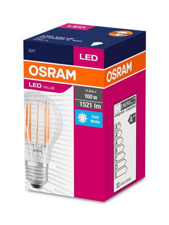 Ziarovka OSRAM® LED Value CLASSIC A FIL 100 non-dim, 11W/840 E27 4000 K