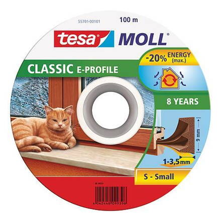 Tesnenie tesa® MALL® profil E, 9 mm, hnedé, 100 m