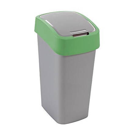Kôš Curver® FLIP BIN 25L, šedostříbrná/zelená, na odpadky