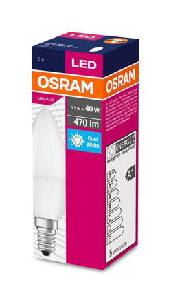 Ziarovka OSRAM® LED Value CLASSIC B FR 40 non-dim, 5,7W/840 E14 4000 K