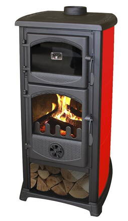 Kachle Thalia Cucina, červená, 8,3 kW, 120 cm, liatina/šamot