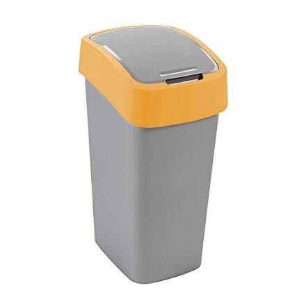 Kôš Curver® FLIP BIN 50L, šedostříbrná/žltá, na odpadky