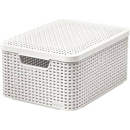 Košík Curver® STYLE M LID, white, 38x29x17 cm, s vekom