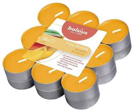 Sviečka bolsius Tealight True Scents, mango, bal. 18 ks