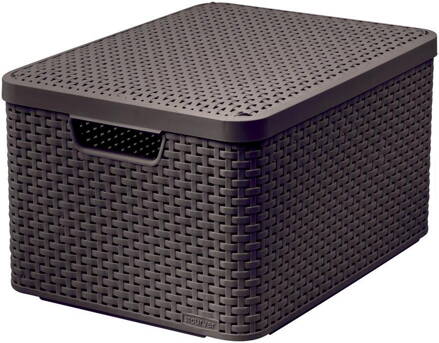 Košík Curver® STYLE2 LID L, tmavohnený, 45x25x33 cm, s vekom