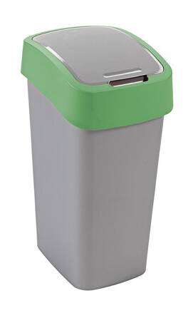 Kôš Curver® FLIP BIN 50L, šedostříbrná/zelená, na odpadky