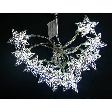 Retaz MagicHome Metal Star, stieborná, 2xAA