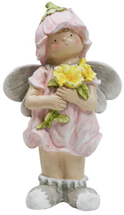 Dekoracia Gecco 9012, Anjelik s kvetmi, magnesia, 33x20x54 cm