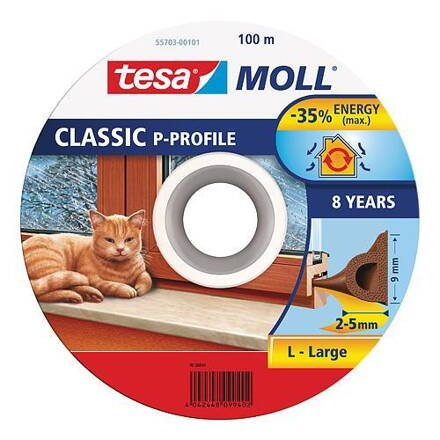Tesnenie tesa® MALL® profil P, 9 mm, hnedé, 100 m