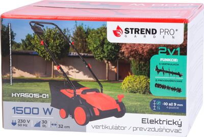Vertikutátor Strend Pro HYA5015-01, 2v1, elektrický, 1,5 kW, prevzdušňovač, záber 32  cm