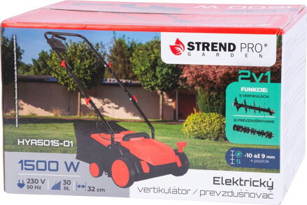 Vertikutátor Strend Pro HYA5015-01, 2v1, elektrický, 1,5 kW, prevzdušňovač, záber 32  cm