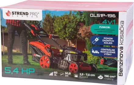 Kosačka Strend Pro QL51P-196, benzínová, 4,0 kW, záber 50 cm, s pojazdom, LONCIN