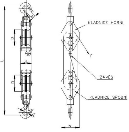 Kladkostroj Brano K11 1,0 t, obecný, konopne lana